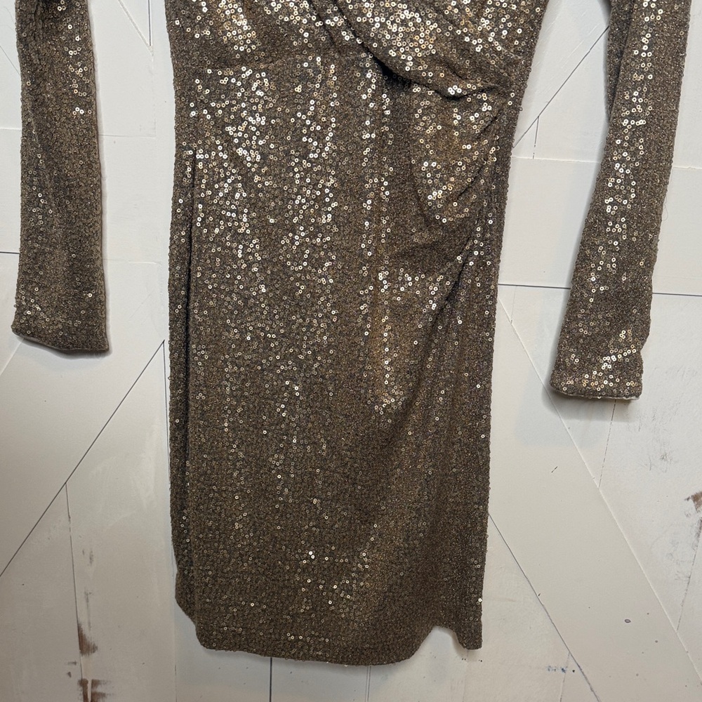 Aidan Mattox Gold Long Sleeve Dress - Picture 5 of 9